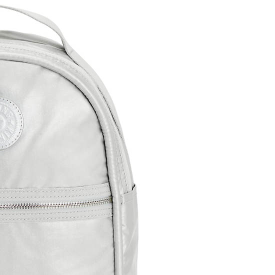 Kipling Kae Klassiska Metallic Ryggsäck Silver | SE 1628IL